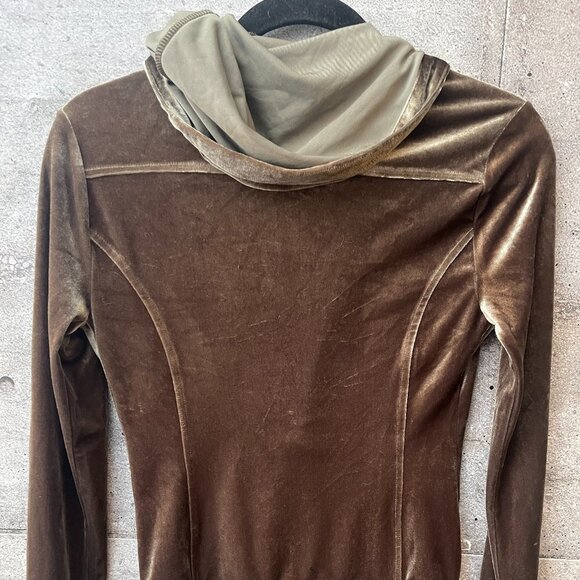 BCBG MAX AZRIA HOODED BODY VELVET OLIVE - Picture 8 of 10